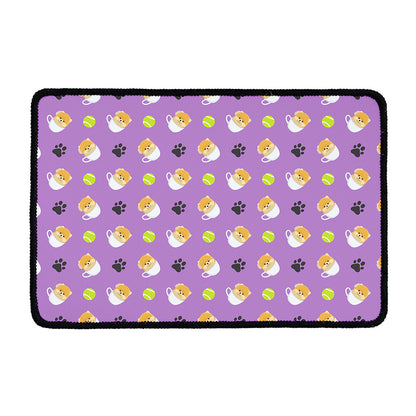 Pomeranian In Tea Cup Pattern Print Kitchen Mat
