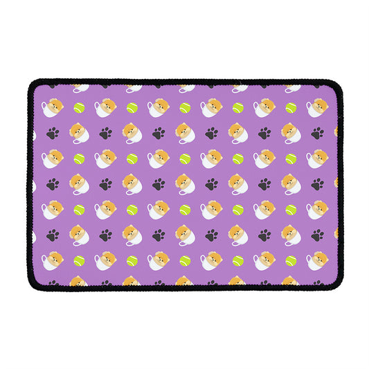 Pomeranian In Tea Cup Pattern Print Kitchen Mat