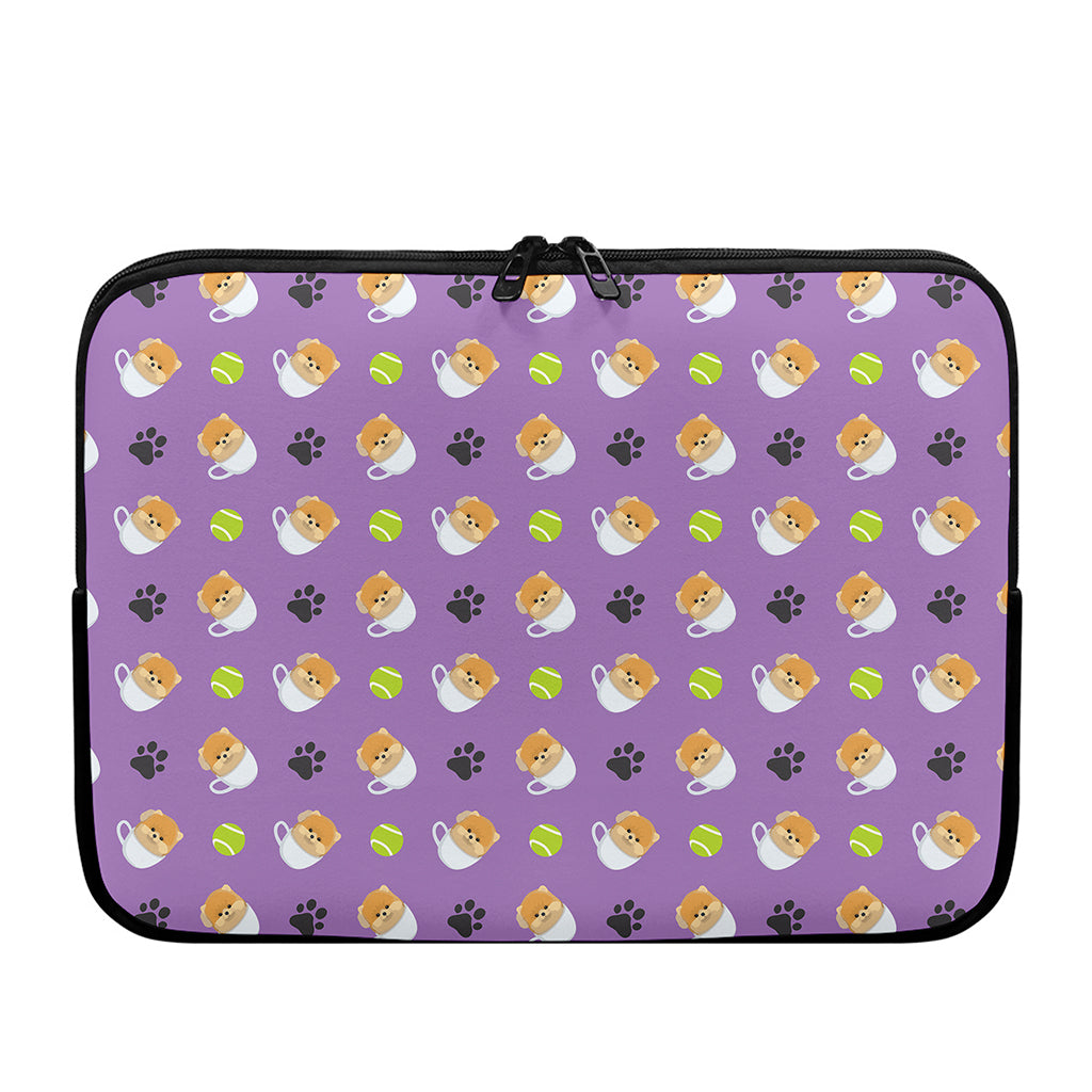 Pomeranian In Tea Cup Pattern Print Laptop Sleeve