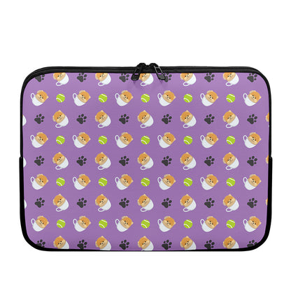 Pomeranian In Tea Cup Pattern Print Laptop Sleeve