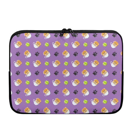 Pomeranian In Tea Cup Pattern Print Laptop Sleeve