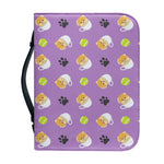Pomeranian In Tea Cup Pattern Print Leather Bible Cover