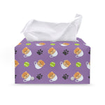 Pomeranian In Tea Cup Pattern Print Leather Tissue Box Cover