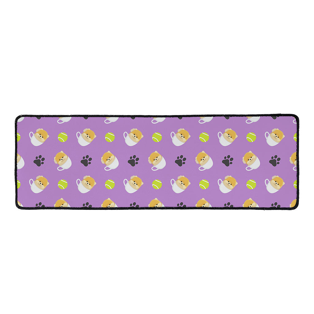 Pomeranian In Tea Cup Pattern Print Long Kitchen Mat