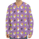 Pomeranian In Tea Cup Pattern Print Long Sleeve Baseball Jersey