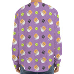 Pomeranian In Tea Cup Pattern Print Long Sleeve Baseball Jersey