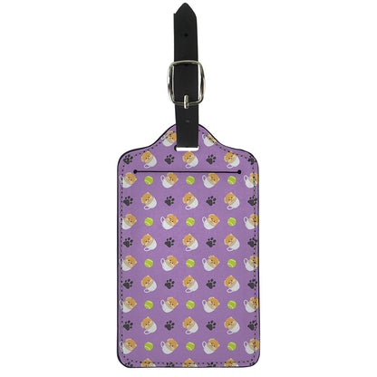 Pomeranian In Tea Cup Pattern Print Luggage Tag