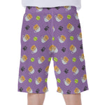 Pomeranian In Tea Cup Pattern Print Men's Beach Shorts