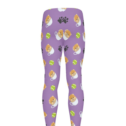 Pomeranian In Tea Cup Pattern Print Men's leggings