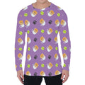 Pomeranian In Tea Cup Pattern Print Men's Long Sleeve T-Shirt