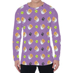 Pomeranian In Tea Cup Pattern Print Men's Long Sleeve T-Shirt