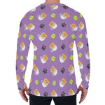 Pomeranian In Tea Cup Pattern Print Men's Long Sleeve T-Shirt