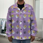 Pomeranian In Tea Cup Pattern Print Men's Shirt Jacket