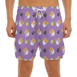 Pomeranian In Tea Cup Pattern Print Men's Split Running Shorts