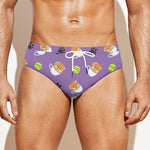 Pomeranian In Tea Cup Pattern Print Men's Swim Briefs
