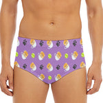 Pomeranian In Tea Cup Pattern Print Men's Triangle Swim Briefs