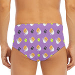 Pomeranian In Tea Cup Pattern Print Men's Triangle Swim Briefs