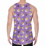 Pomeranian In Tea Cup Pattern Print Men's Velvet Tank Top