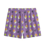 Pomeranian In Tea Cup Pattern Print Mesh Shorts