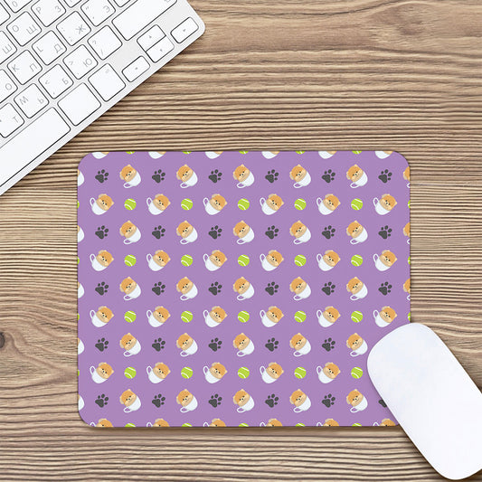 Pomeranian In Tea Cup Pattern Print Mouse Pad