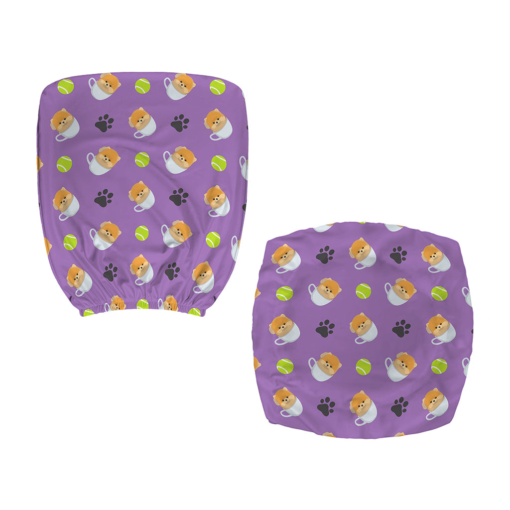 Pomeranian In Tea Cup Pattern Print Office Chair Cover