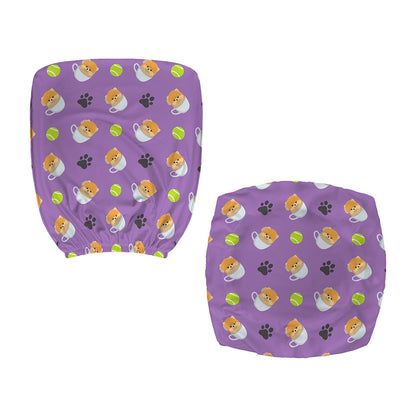 Pomeranian In Tea Cup Pattern Print Office Chair Cover