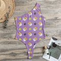 Pomeranian In Tea Cup Pattern Print One Shoulder Bodysuit