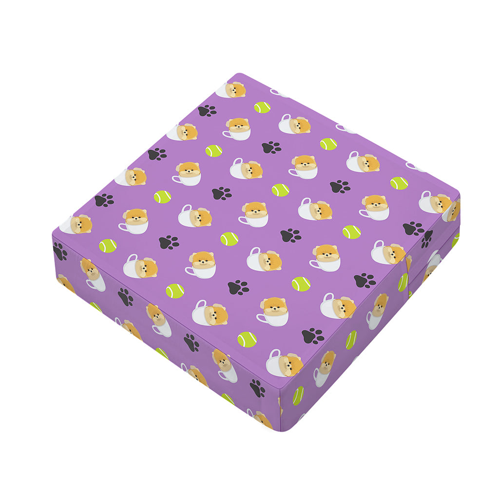 Pomeranian In Tea Cup Pattern Print Outdoor Seat Cushion Cover