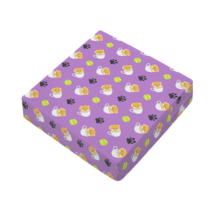 Pomeranian In Tea Cup Pattern Print Outdoor Seat Cushion Cover