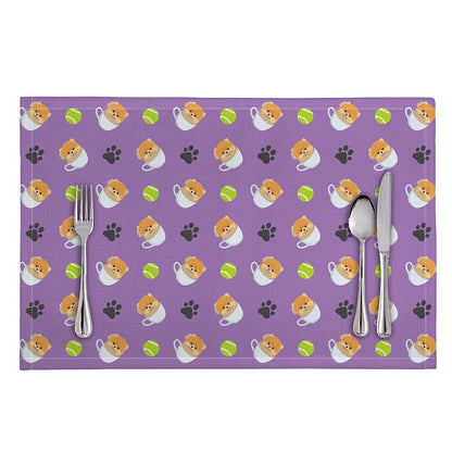 Pomeranian In Tea Cup Pattern Print Placemat