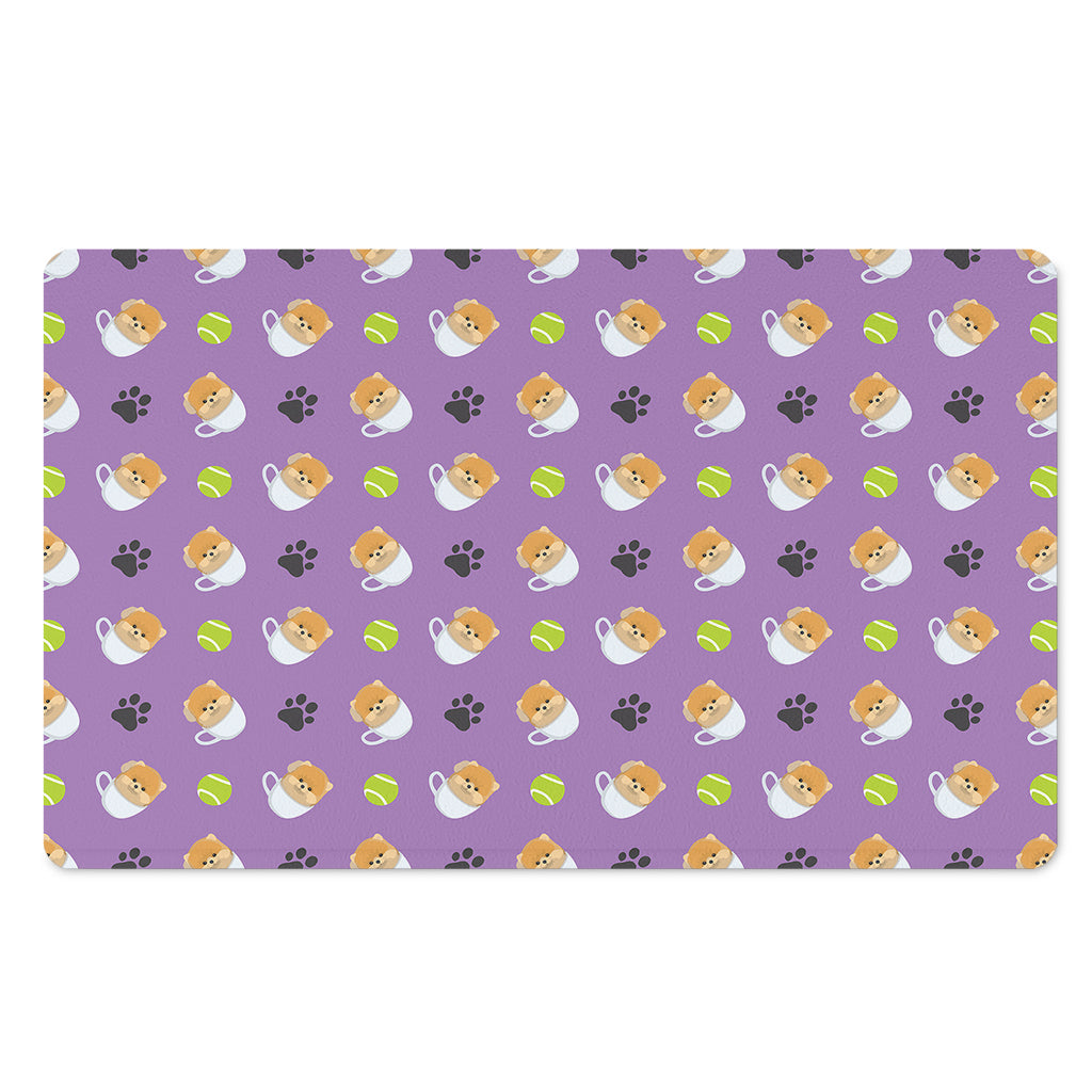 Pomeranian In Tea Cup Pattern Print Polyester Doormat