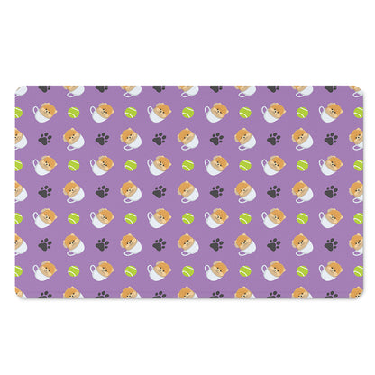Pomeranian In Tea Cup Pattern Print Polyester Doormat