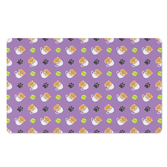 Pomeranian In Tea Cup Pattern Print Polyester Doormat