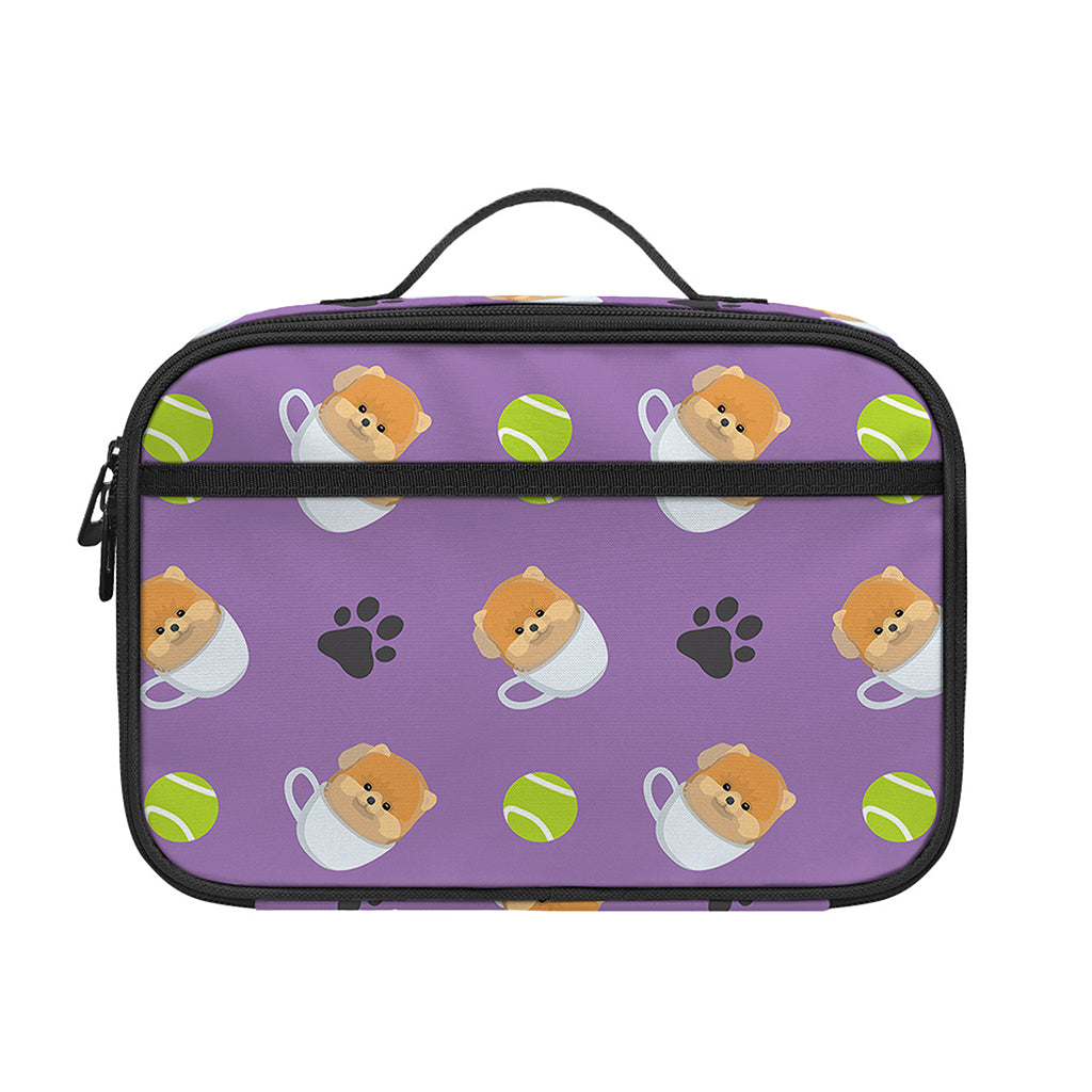 Pomeranian In Tea Cup Pattern Print Portable Lunch Bag