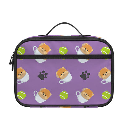Pomeranian In Tea Cup Pattern Print Portable Lunch Bag