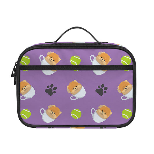Pomeranian In Tea Cup Pattern Print Portable Lunch Bag
