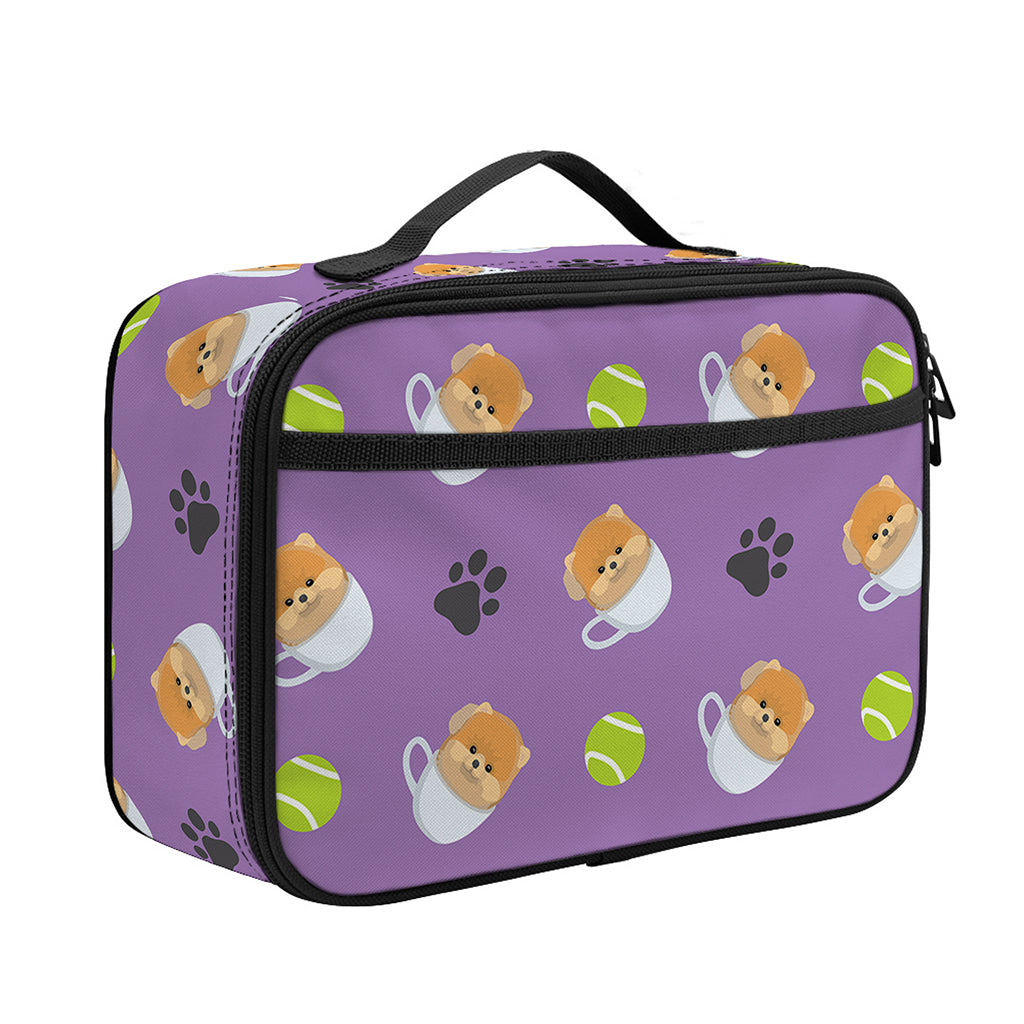 Pomeranian In Tea Cup Pattern Print Portable Lunch Bag