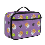 Pomeranian In Tea Cup Pattern Print Portable Lunch Bag