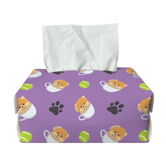 Pomeranian In Tea Cup Pattern Print Rectangle Tissue Box Cover
