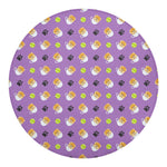 Pomeranian In Tea Cup Pattern Print Round Blanket