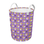 Pomeranian In Tea Cup Pattern Print Round Laundry Basket