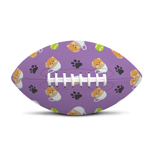 Pomeranian In Tea Cup Pattern Print Rugby Ball