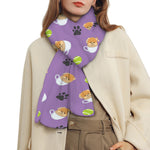 Pomeranian In Tea Cup Pattern Print Scarf