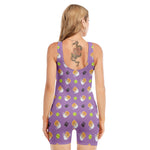 Pomeranian In Tea Cup Pattern Print Sleeveless One Piece Swimsuit