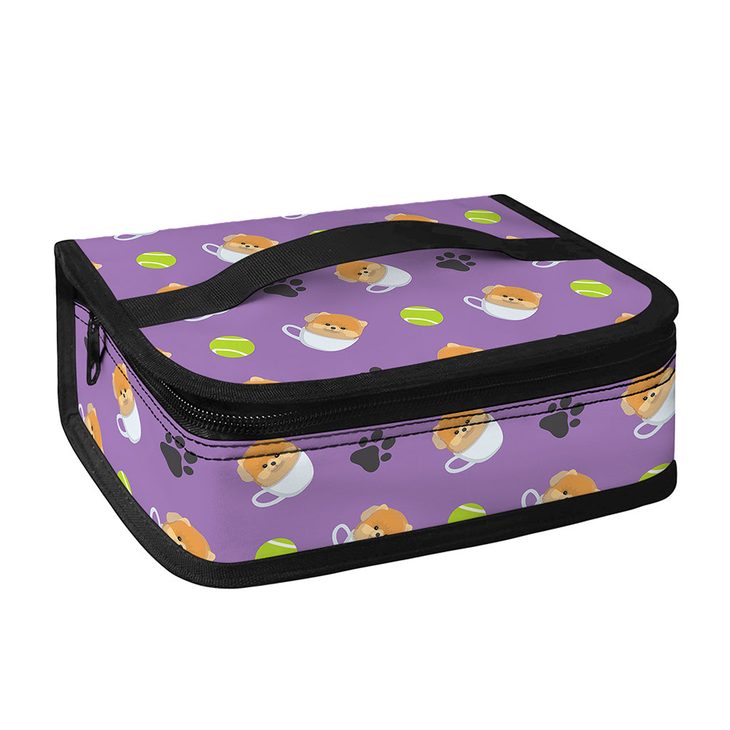 Pomeranian In Tea Cup Pattern Print Small Lunch Bag