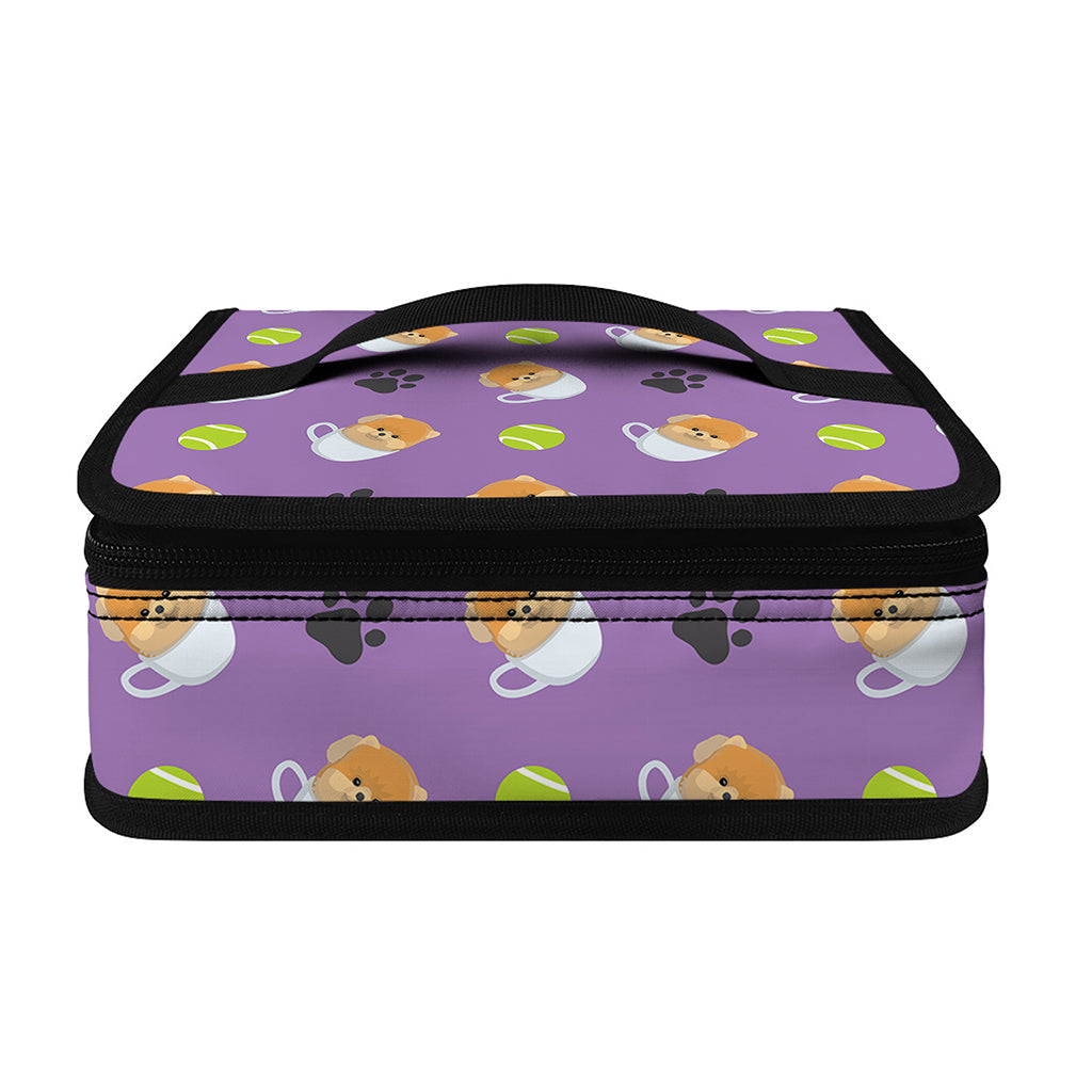 Pomeranian In Tea Cup Pattern Print Small Lunch Bag