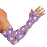 Pomeranian In Tea Cup Pattern Print Sun Protection Arm Sleeves