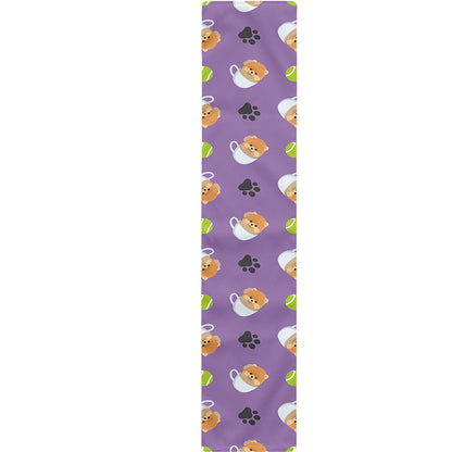 Pomeranian In Tea Cup Pattern Print Table Runner