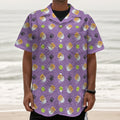 Pomeranian In Tea Cup Pattern Print Textured Short Sleeve Shirt