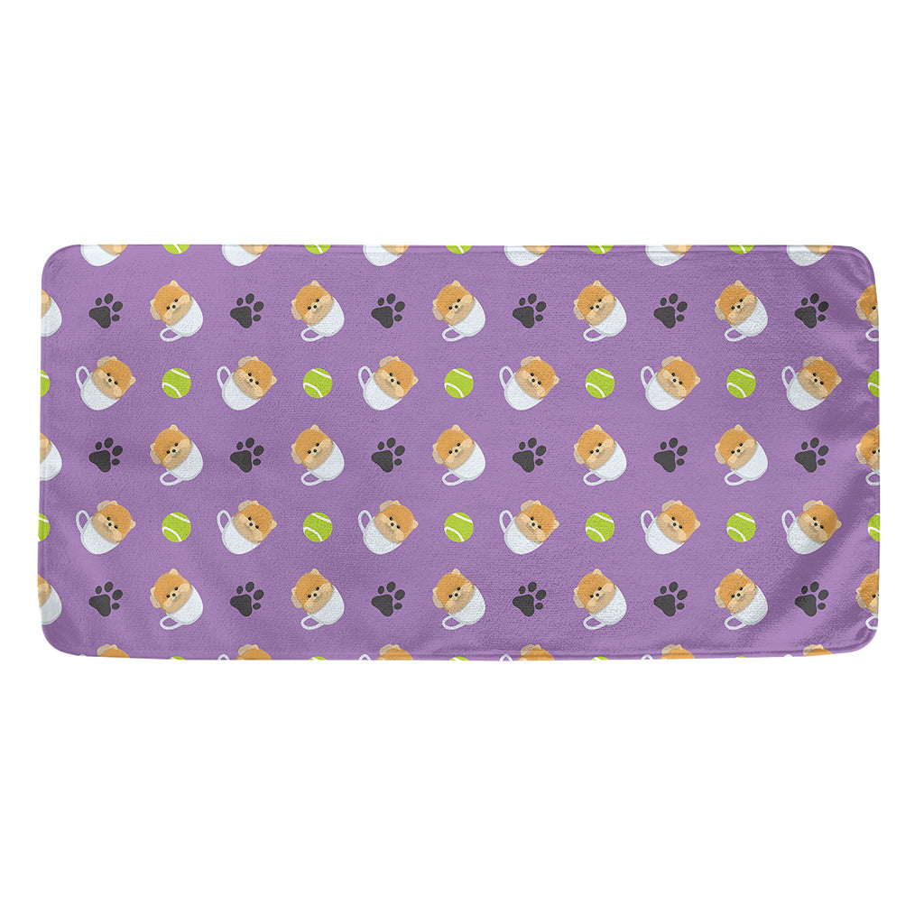 Pomeranian In Tea Cup Pattern Print Towel